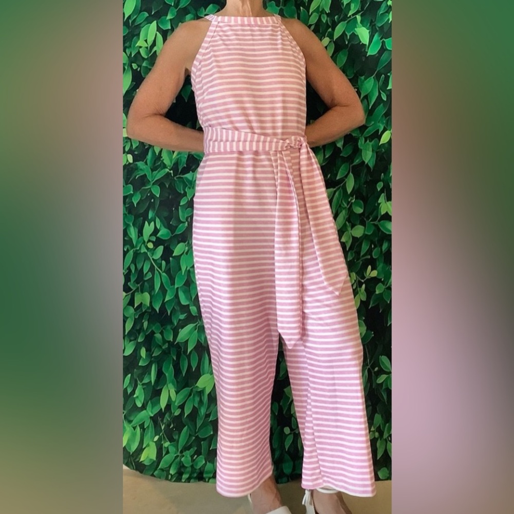 Pink and white jumpsuit! Absolutely adorable! Fits great!